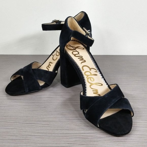 Sam Edelman Orlane Ankle Strap Sandal, Black Suede, Womens Size 7 - Picture 4 of 10